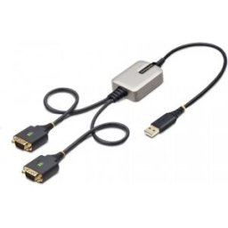 StarTech.com Cable Adaptador USB a 2 Puertos Serie de 60cm - Cable Conversor USB a Serial - Retenció