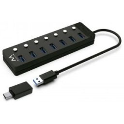 Ewent EW1147 hub de interfaz USB 3.2 Gen 1 (3.1 Gen 1) Type-A 5000 Mbit/s Negro