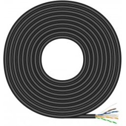 Aisens Cable de Red Exterior Impermeable RJ45 Cat.6 UTP Rígido CCA AWG23, Negro, 100M