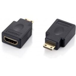 Equip Mini HDMI C- HDMI A, HDMI A, HDMI C, Macho/hembra, Negro, Oro, PVC