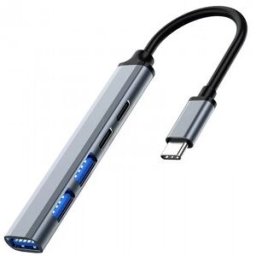 Ewent EW1149 hub de interfaz USB 3.2 Gen 1 (3.1 Gen 1) Type-C 5000 Mbit/s Gris, Plata