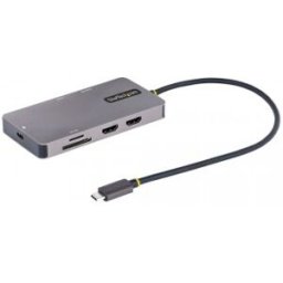 Startech.C Adaptador Multipuertos USB C 2x HDMI 4K 60Hz, Hub USB-A 3.1 2Pt 5Gbps, PD 100W, GbE, SD/MicroSD, Cab