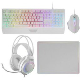 Pack Gaming Mars Gaming MCP124PROWES/ Teclado + Ratón Óptico + Auriculares + Alfombrilla/ Blanco Esp