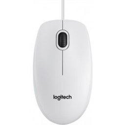 Logitech B100 - Ratón - óptico - 3 botones - cableado - USB - blanco