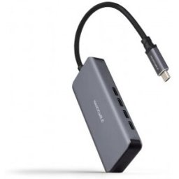 Nanocable Hub USB-C macho a 4 x USB-C hembra, Aluminio 10 cm, Gris