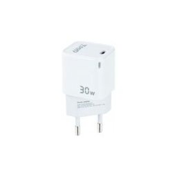TooQ Cargador de Pared GAN USB-C/PD 30W, Blanco