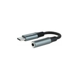 Nanocable Cable Adaptador Audio USB-C/M a Jack 3.5/H, 11 cm, Negro/Gris
