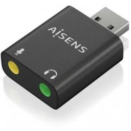 Aisens Conversor USB-A a Audio 48KHz, USB-A/M-2xJack 3.5/H, Negro