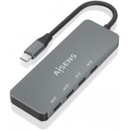 Aisens Hub USB 3.2 Gen2 10G USB-C, USB-C/M-4xUSB-C/H, Gris, 15cm