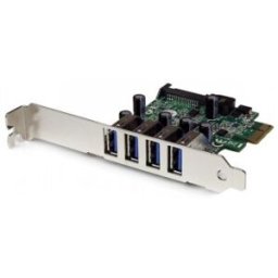 StarTech.com Tarjeta Adaptador PCI Express PCI-E USB 3.0 con UASP de 4 Puertos - Alimentación SATA,