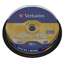 Verbatim DVD+RW Matt Silver, 4,7 GB, DVD+RW, 10 pieza(s), 120 min, Policarbonato, 120 mm