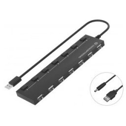 Conceptronic HUBBIES08B hub de interfaz USB 2.0 480 Mbit/s Negro