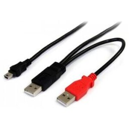 StarTech.com Cable de 1,8m USB 2.0 en Y para Discos Duros Externos - Cable Mini B a 2x USB A, 1,8 m,