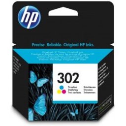 HP Cartucho de tinta original 302 tricolor, Cian, Magenta, Amarillo, Deskjet 1110, Deskjet 2130 AiO,