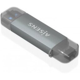 Aisens Lector de Tarjetas SD, Micro SD, MMC, RS-MMC, MMC Micro, USB-A y USB-C, Gris