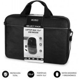Subblim Maletín con Ratón Select Pack Wired Mouse USB + Laptop bag 15,6
