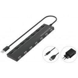 Conceptronic HUBBIES08BP hub de interfaz USB 2.0 480 Mbit/s Negro