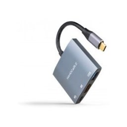 Nanocable Conversor USB-C a HDMI/USB3.0/USB-C PD, 15 cm, Gris