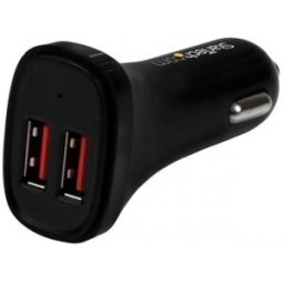 StarTech.com Cargador de Coche USB de Dos Puertos - 24W / 4,8A - Negro - 5 V DC Output Voltage - 4,8