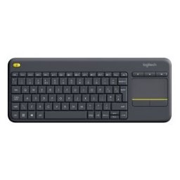Logitech K400 Plus, Mini, Inalámbrico, RF inalámbrico, QWERTY, Negro
