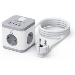 Ewent EW3863 base múltiple 1,5 m 3 salidas AC Interior Gris, Blanco