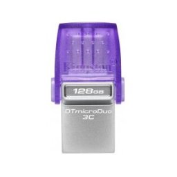 Kingston Technology DataTraveler microDuo 3C 128GB - USB Type-A / USB Type-C - Acero inoxidable, Púr