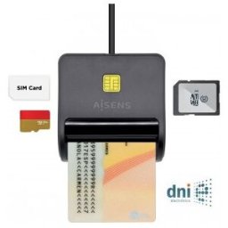 Aisens Lector de Tarjeta Inteligente DNI con Lector de Tarjetas - Negro
