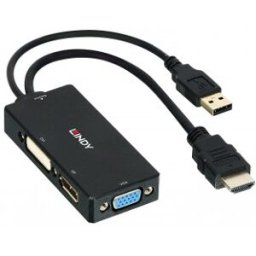 Lindy 38182 adaptador de cable de vídeo 0,15 m Negro