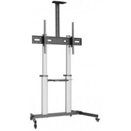 Aisens Soporte de suelo PRO con ruedas, bandeja para DVD y soporte de cámara para Monitor/TV 100Kg d