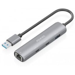 Aisens USB3.0 Dock USB-A A Ethernet Gigabit + Hub 2xUSB-C+1xUSB-A, Gris, 15cm