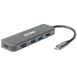 D-Link DUB-2327 base para portátil y replicador de puertos Alámbrico USB Tipo C Gris