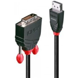 Lindy 41490 Adaptador de cable de vídeo 1 m DVI-D DisplayPort Negro