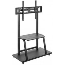 Aisens Soporte de suelo ECO con ruedas, bandeja para DVD para Monitor/TV 150Kg de 37-100, Negro