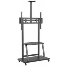 Aisens Soporte de Suelo ECO con Rueda, Bandeja para DVD y Soporte de Cámara para Monitor/TV 150Kg de