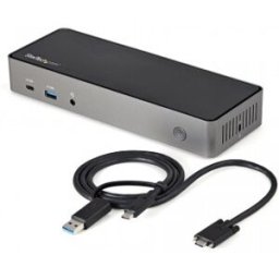 StarTech.com Dock USB-C y USB-A - Docking Station Híbrida Tres Monitores DisplayPort y HDMI 4K de 60