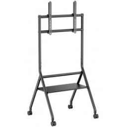 Aisens Soporte de suelo eco con rueda, 1 bandeja para pantalla interactiva/TV 80kg de 37-86, Negro