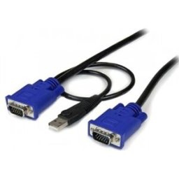 StarTech.com Cable KVM de 3m Ultra Delgado Todo en Uno VGA USB HD15 - 10ft Pies 2 en 1, 3 m, 300 g,