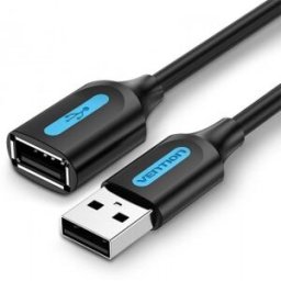 Cable Alargador USB 2.0 Vention CBIBF - USB Macho - USB Hembra - 480Mbps - 1m - Negro