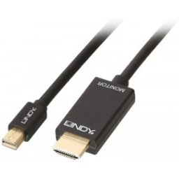Lindy 36928 adaptador de cable de vídeo 3 m Mini Diplayport HDMI Negro