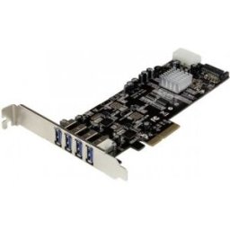 StarTech.com Adaptador Tarjeta PCI Express PCI-E 4 Puertos USB 3.0 UASP Bus Doble con Alimentación M