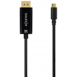 Aisens Cable Conversor USB-C a Displayport 8K@60Hz, USB-C/M-DP/M, Negro, 1.8M