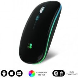 Subblim Ratón Inalámbrico Bluetooth + RF RGB LED Dual Flat Mouse Black