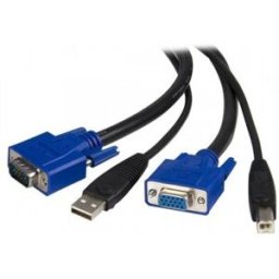 StarTech.com Cable KVM de 1,8m Todo en Uno VGA USB A USB B HD15 - 6ft Pies 2 en 1, 1,8 m, 400 g, Neg