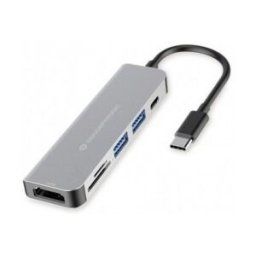 Conceptronic DONN02G hub de interfaz USB 3.2 Gen 1 (3.1 Gen 1) Type-C 5000 Mbit/s Aluminio