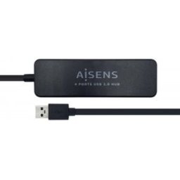 Aisens Hub USB 3.0, Tipo A/M - 4 x Tipo A/H, Negro, 30 cm