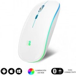 Subblim Ratón Inalámbrico Bluetooth + RF RGB LED Dual Flat Mouse White