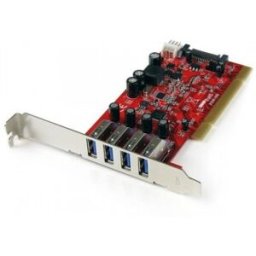 StarTech.com Tarjeta Adaptador PCI USB 3.0 SuperSpeed de 4 puertos con Conector LP4 SATA - Hub Conce