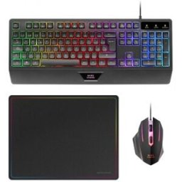 Pack Gaming Mars Gaming MCP124 - Teclado H-MECH + Ratón Óptico + Alfombrilla - Negro
