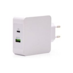TooQ Cargador de Pared doble puerto USB-C PD + USB A QC3.0, 48W, Interior, Corriente alterna, 20 V,