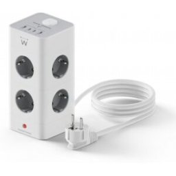 Ewent EW3864 base múltiple 2 m 8 salidas AC Interior Gris, Blanco